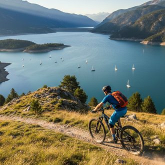 Activité VTT au-dessus du lac de Serre Poncçon